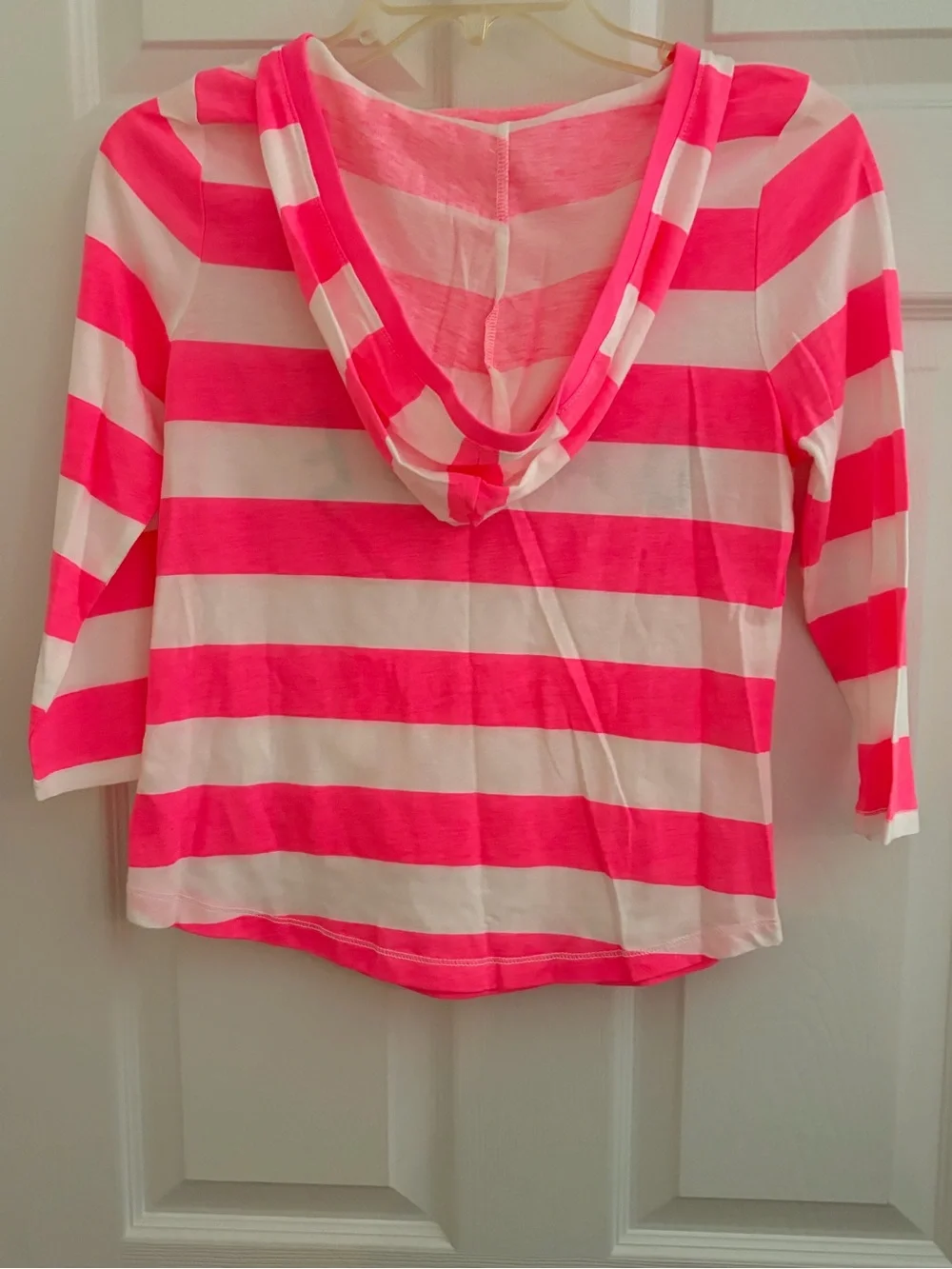 NWOT Justice Kids' Pink & White 'Dance' Stripe Hoodie Top